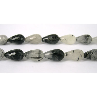 Rutile Quartz Faceted Teardrop 12x20mm/19Beads