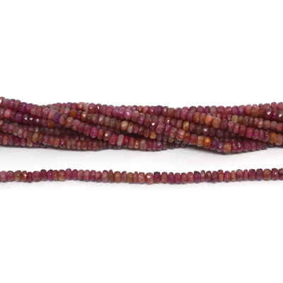 Ruby Dyed Faceted Rondel 3mm beads per strand 200Beads