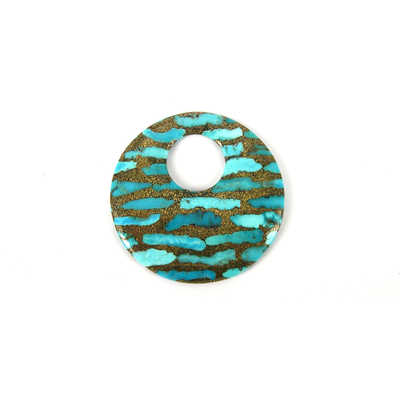 Turquoise w/Copper Pendant Donut 60mm