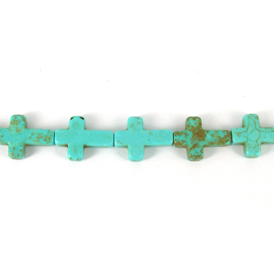 Howlite Dyed Cross 12x16mm Turq beads per strand 25Bead
