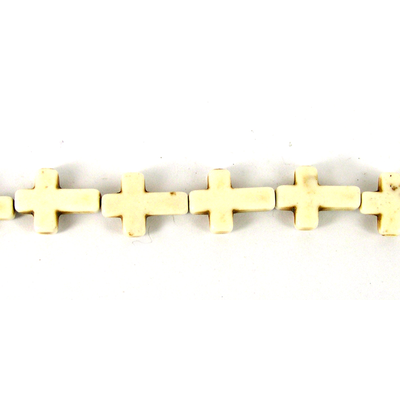 Howlite Cross 12x16mm White Strand 25 Beads
