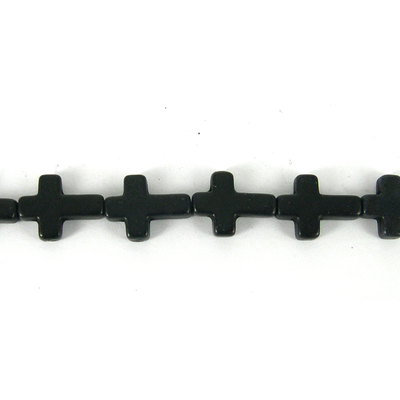 Howlite Dyed Cross 12x16mm Black beads per strand 25b