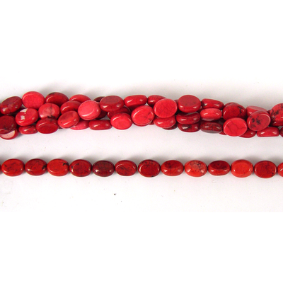 Howlite Dyed Flat Oval 7x9mm Red/43Beads