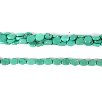 Howlite Dyed Flat Oval 7x9mm Turq/43Beads