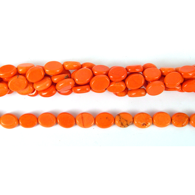 Howlite Dyed Flat Oval 7x9mm Orange/43Beads