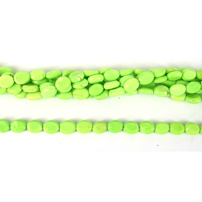 Howlite Dyed Flat Oval 7x9mm Lime/43Beads
