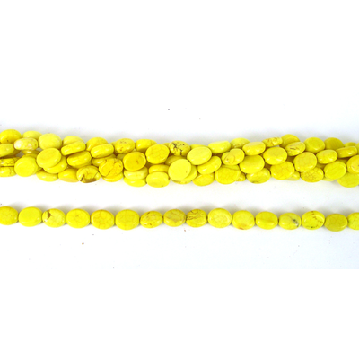 Howlite Dyed Flat Oval 7x9mm Yellow/43Beads