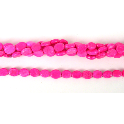 Howlite Dyed Flat Oval 7x9mm Hot Pink/43Bead