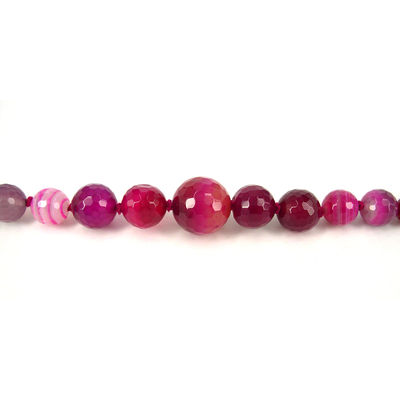 Agate w/vein Dyed Round Faceted Grad 8-18mm/