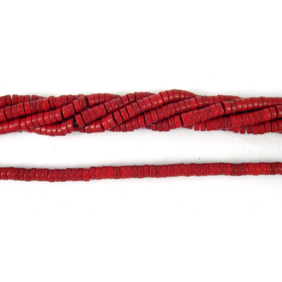 Howlite Dyed Heshi 3x6mm Red beads per strand 120Beads