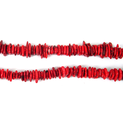 Howlite Dyed Disk 13x20mm Red/120Beads