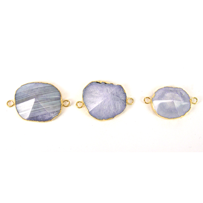 Agate Dyed Connecter Gold 48x35mm Mauve