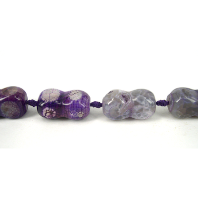 Agate Dyed/Crackled Peanut Polished 30x16mm beads per strand