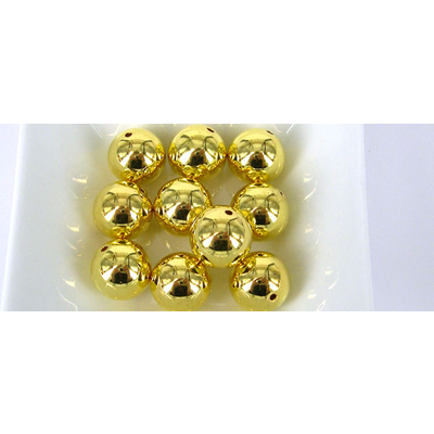 Base Metal Bead Round 14mm 10 pack GOLD