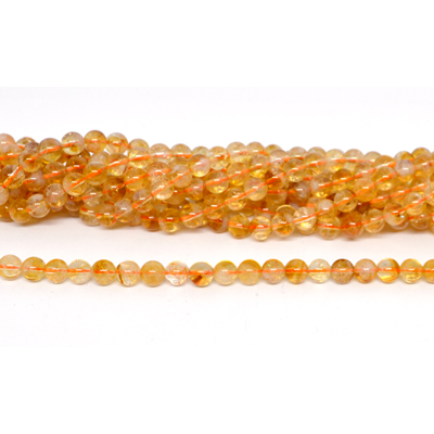Citrine A 6mm Polished Round beads per strand 66 Beads