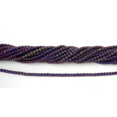Hematite plated  purple Colour polished round 3mm/140