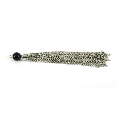 Silver Plt Base & Agate Tassel 120mm 2 pack