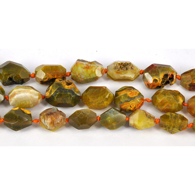 Agate Dyed 18x30mm Faceted Rough nugget strand