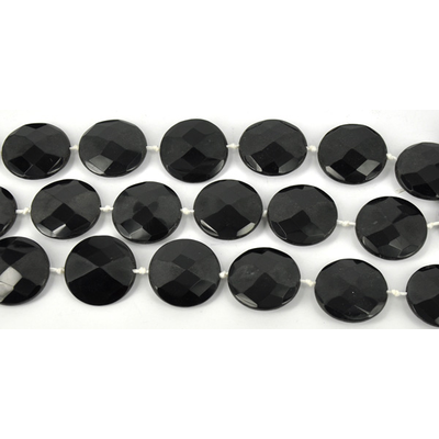 Agate Black Faceted /rough flat Round 35mm