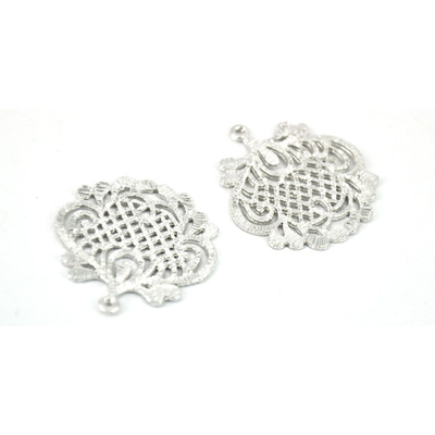White Gold plate Pewter Pendant 29x31mm pair