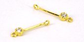 Gold Plate Brass CZ Connecter Bar 17mm pair-findings-Beadthemup