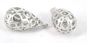 White Gold Plate Pendant Teardrop 10x20mm pair-findings-Beadthemup