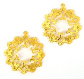 Gold Plate Brass Pend 32x34mm pair-findings-Beadthemup