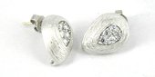 Rhodium Plate Brass CZ Stud 14x11mm Pair-findings-Beadthemup