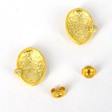 Gold Plate Brass silver post CZ Stud 11x14mm 1 pair-findings-Beadthemup