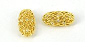 Gold Plate Brass Bead CZ Oval.19.5x10.5m-findings-Beadthemup
