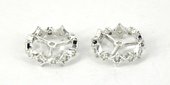 Rhodium Plate Brass Bead CZ Rondel 11x3.-findings-Beadthemup