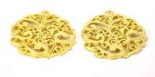 Gold Plate Brass Pendant Round 26mm Pair-findings-Beadthemup