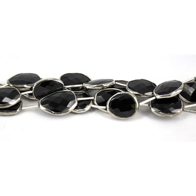 Sterling Silver Framd Onyx Bead app.14x11mm ea