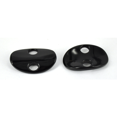 Black Agate curved oval 2 holes 50x30mm
