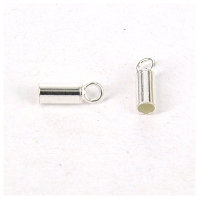 Sterling Silver Tube ends 2.5mm crd 3.3x7mm 4 pack