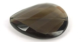 LAST BEADS Smokey Quartz 40x30mm Faceted Flat Teardrop Bead-beads incl pearls-Beadthemup