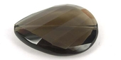 Smokey Quartz 40x30mm Faceted Flat Teardrop Bead-beads incl pearls-Beadthemup