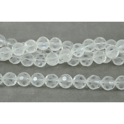 Clear Quartz 14mm Fac/Frsted round beads per strand  28