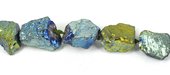 Titanium platd quartz blue green nuggets-gemstone beads-Beadthemup