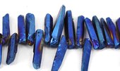Titanium blue quartz stcks. t/drill-beads incl pearls-Beadthemup
