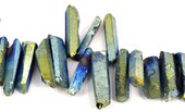Titanium blue green quartz stcks t/drill-beads incl pearls-Beadthemup