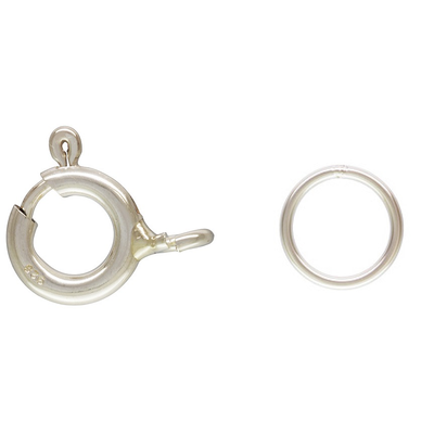 Sterling Silver Clasp bolt 8mm+ 6mm Closed ring 2 sets