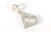 Sterling Silver 13mm CZ heart w/bail-findings-Beadthemup