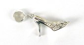 Sterling Silver 20mm shoe w/crystals & bail-findings-Beadthemup