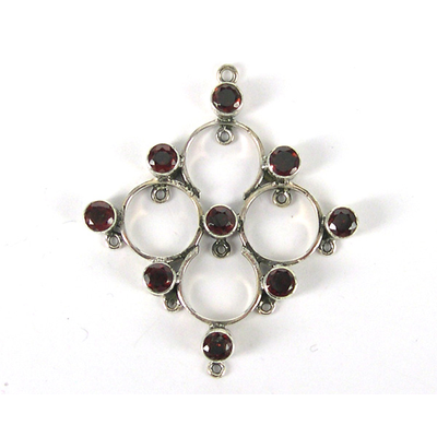 LAST ONE Sterling Silver Chandelier 43x38mm Garnet each