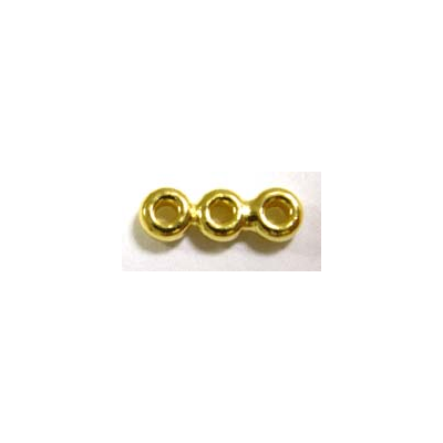 Vermeil 3 row 3mm rondel spacer 6 pack