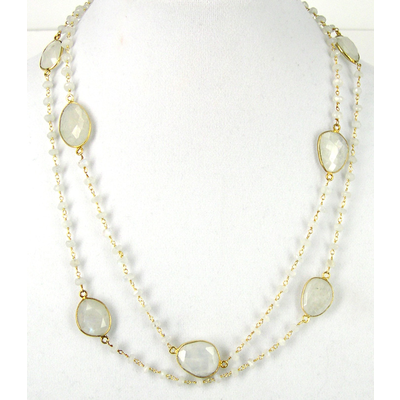 Vermeil Moonstone Necklace 100cm