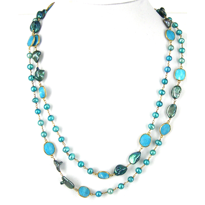 Vermeil Turquoise & Pearl Necklace
