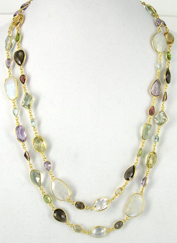 Vermeil & Gemstone Necklace 118cm - gemstone WS 174.17 : Jewellery ...