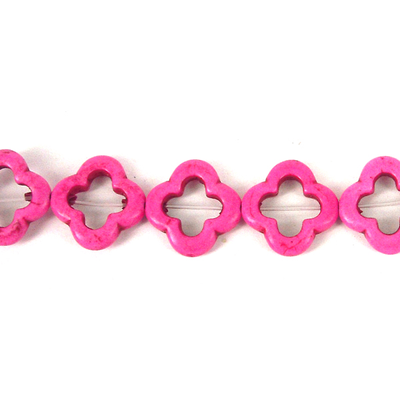 Howlite Recon Flower 20mm Hot Pink beads per strand 2